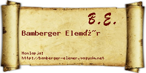 Bamberger Elemér névjegykártya
