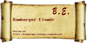 Bamberger Elemér névjegykártya